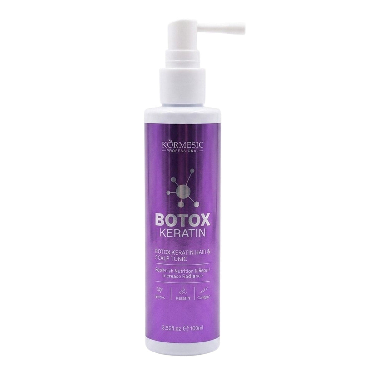TONICO PARA EL CABELLO SIN ENJUAGUE NUTRITIVO DE QUERATINA Y BOTOX KORMESIC 100ML