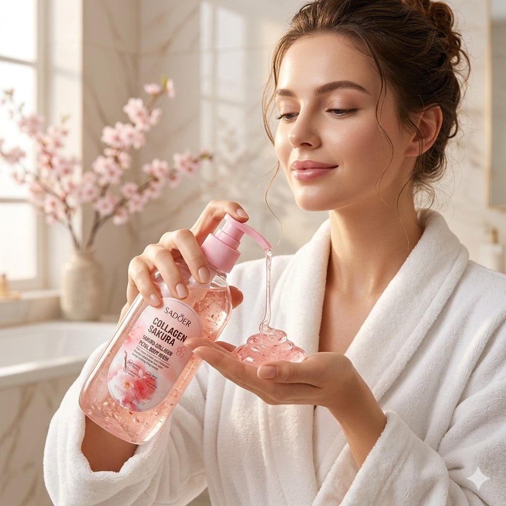 SHAMPOO HIDRATANTE Y FORTALECEDOR AROMATICO DE FLOR DE CEREZO CON COLAGENO SADOER 500ML