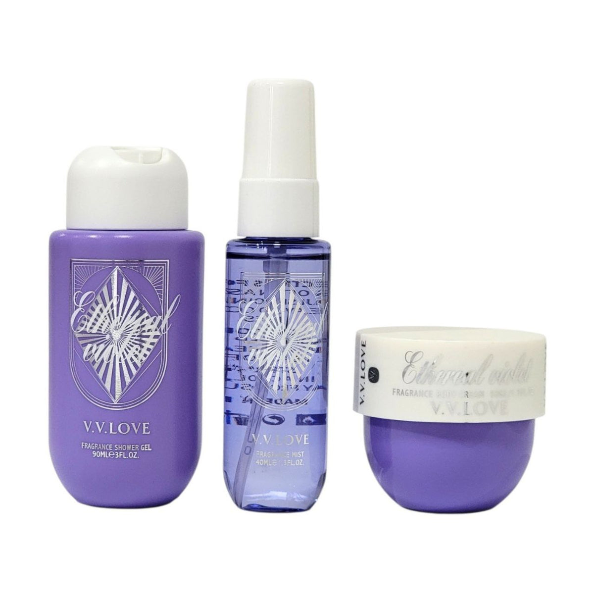 SET DE VIAJE VV LOVE ETHEREAL VIOLET CON SPLASH 3PCS (M) (AROMA SIMILAR A SOL DE JANEIRO DELICIA DRENCH)