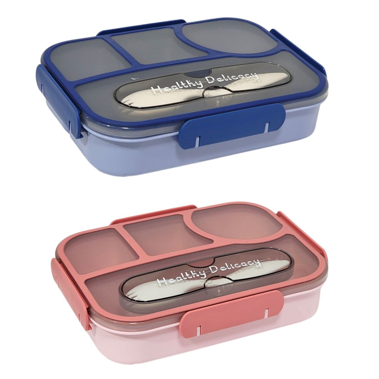 RECIPIENTE PANA PARA ALIMENTOS TIPO BENTO DE 4 DIVISIONES CON CUBIERTO 23X17X5CM
