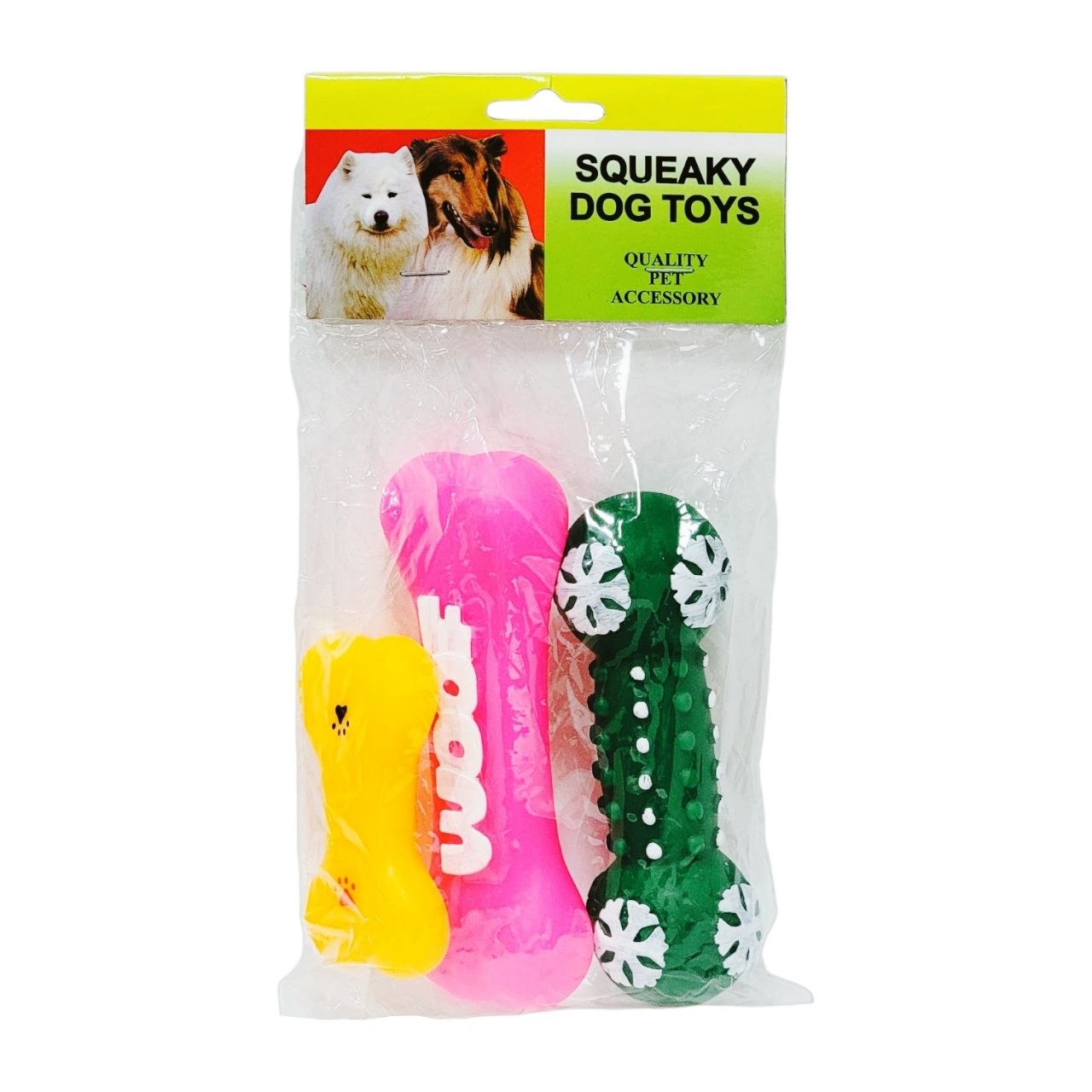 SET DE JUGUETES CON SONIDO PARA PERRO DE VINILO EN FORMA DE HUESO 3PCS