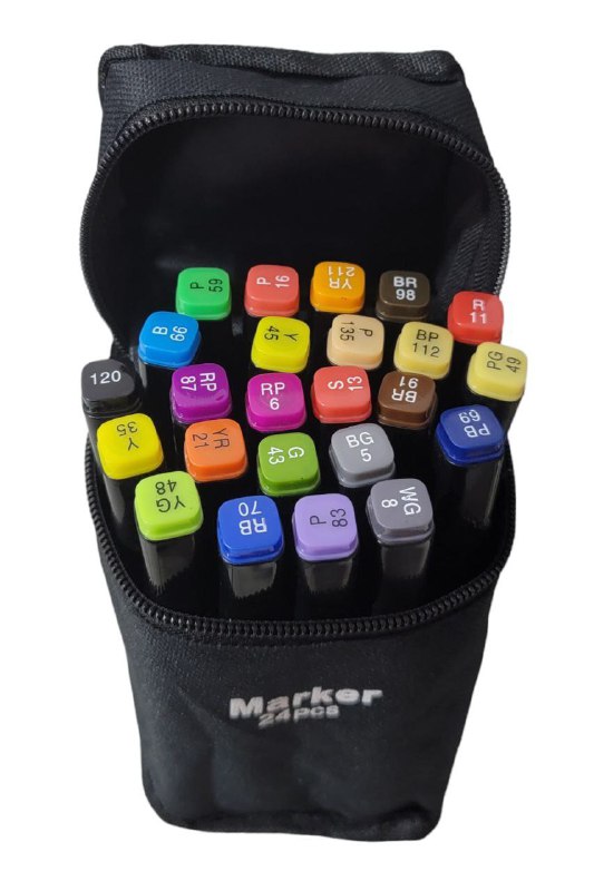 JUEGO DE MARCADORES PROFESIONALES DE DOBLE PUNTA A BASE DE ALCOHOL CON ESTUCHE 24UND TOUCH AIBAO