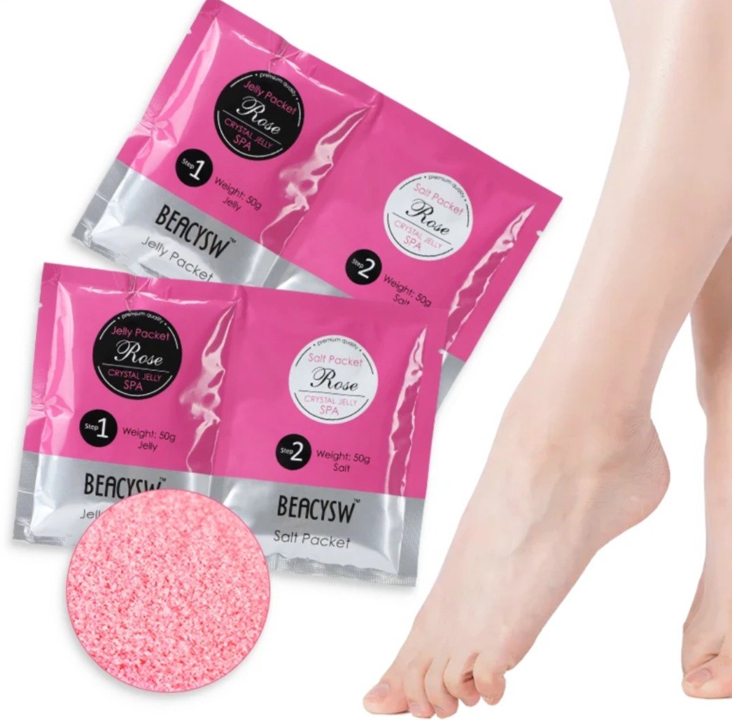 TRATAMIENTO TERAPEUTICO DE PEDICURA DE GELATINA DE CRISTAL DE 2 PASOS AROMA A ROSA BEACYSW 2X50G