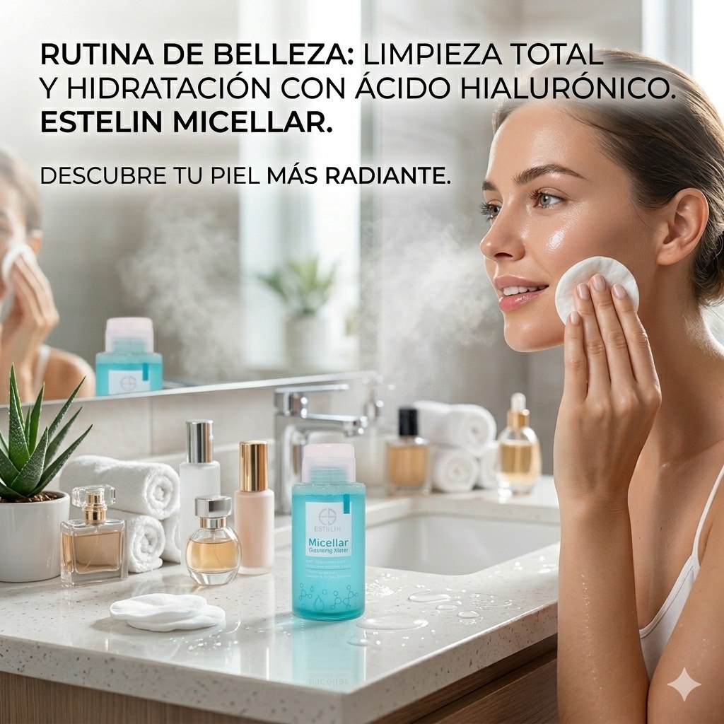 AGUA MICELAR LIMPIADORA E HIDRATANTE CON ACIDO HIALURONICO ESTELIN 300ML