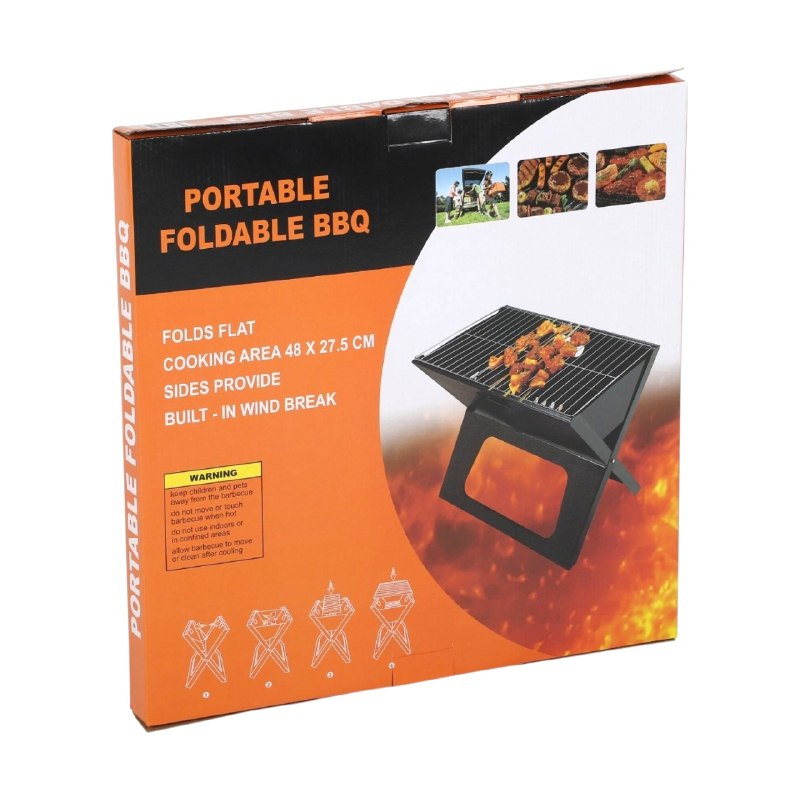 BARBACOA ASADOR DE CARBON PORTATIL PLEGABLE PARA EXTERIORES 48X27.5CM