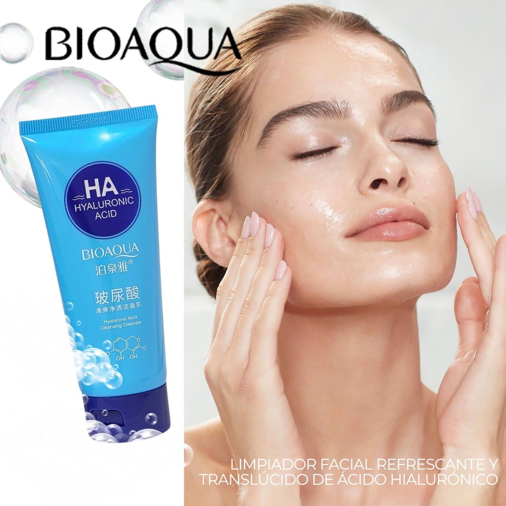 LIMPIADOR FACIAL REFRESCANTE Y TRANSLÚCIDO CON ACIDO HIALURONICO BIOAQUA 100G