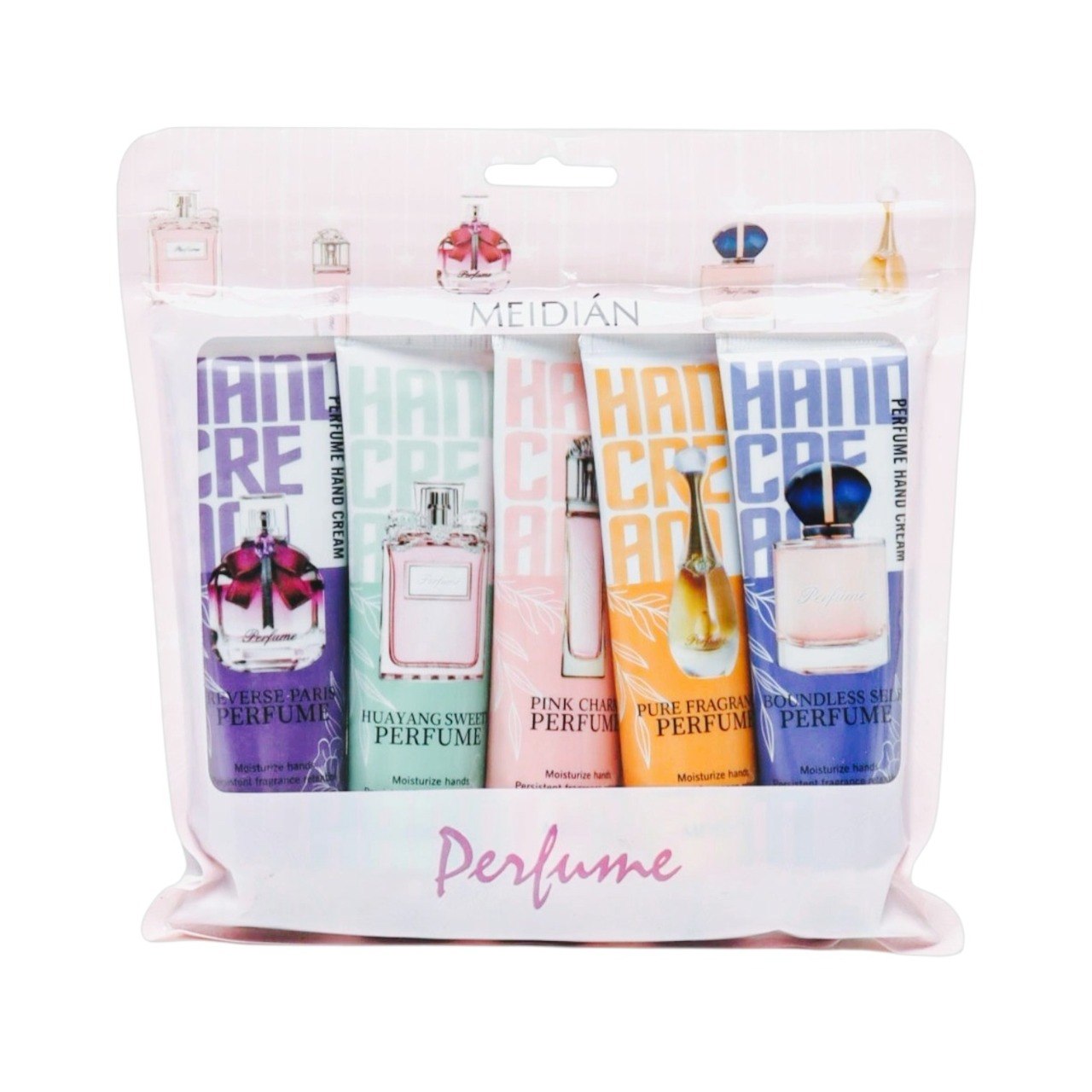 SET DE CREMAS PARA MANOS CON AROMAS DE DISEÑADOR 5PCS MEIDIAN
