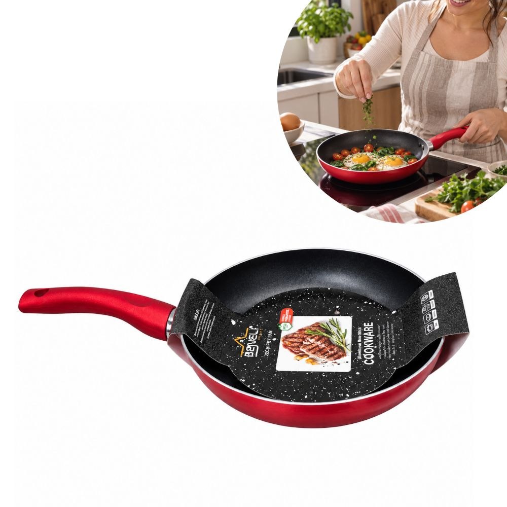SARTEN DE ALUMINIO ANTIADHERENTE COLOR ROJO BENELI HOME 22CM