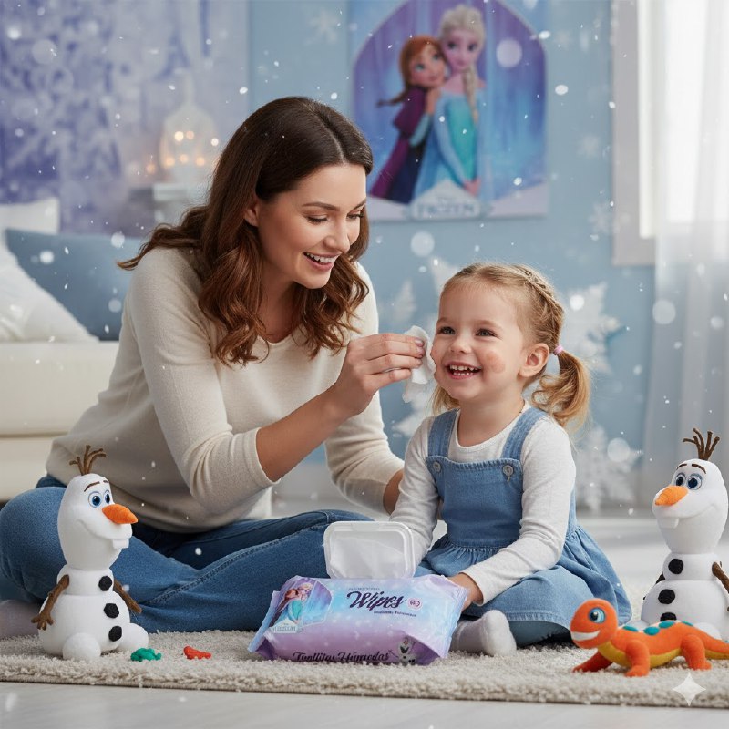 TOALLITAS HUMEDAS PARA NIÑAS ANTIBACTERIALES LIBRES DE ALCOHOL SUAVES DE FROZEN 80UND