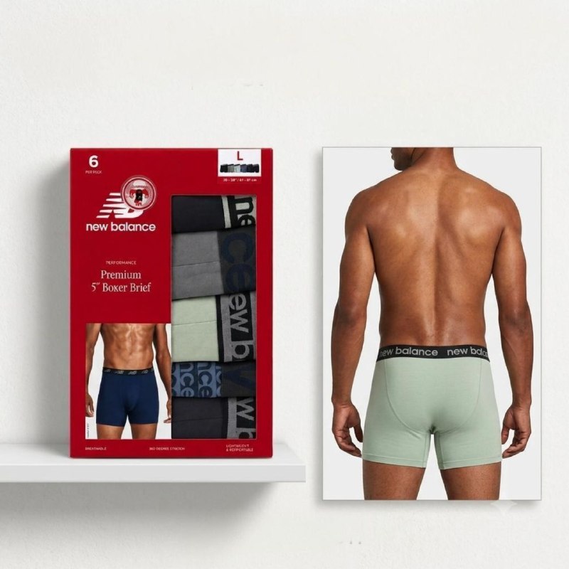 ROPA INTERIOR PARA CABALLERO NEW BALANCE BOXER BRIEF 6 UNIDADES
