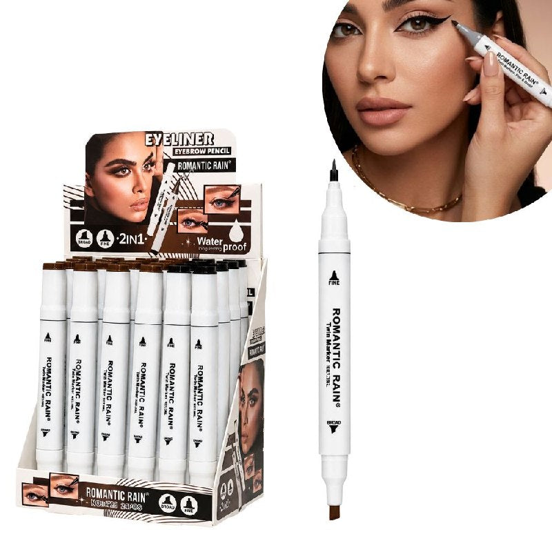 DELINEADOR DE OJOS Y CEJAS 2 EN 1 RESISTENTE AL AGUA Y FORMULA CREMOSA ROMANTIC RAIN (DUPE DE URBAN DECAY)