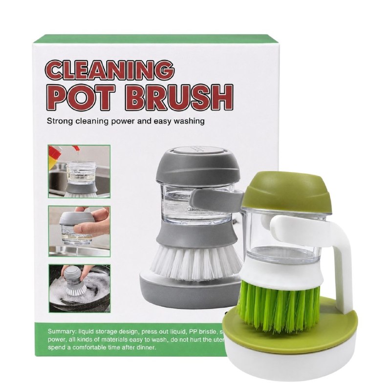 CEPILLO DISPENSADOR PARA LAVAR PLATOS CON BASE ORGANIZADORA 9.2X12.2CM