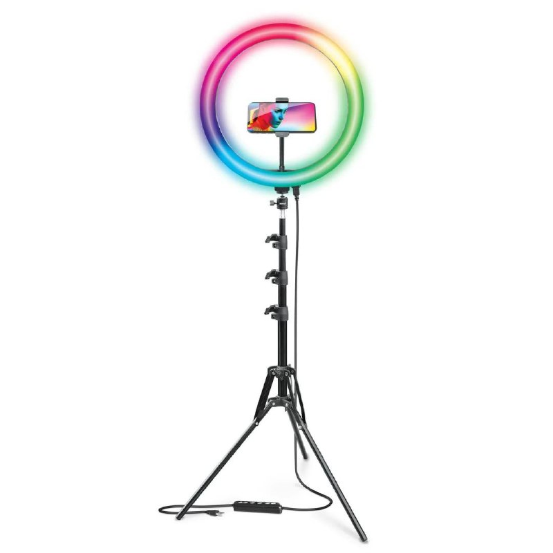 ARO DE LUZ LED ANILLO DE LUZ PARA SELFIE LUZ ANULAR BLANCA/RGB DE 2 PULGADAS CON ROTULA DE 360 GRADOS, TRIPODE DE 62 PULGADAS BOWER KIT