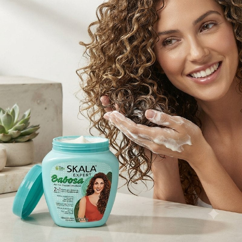 TRATAMIENTO CAPILAR EN CREMA 2 EN 1 DE BABOSA ALOE VERA HIDRATANTE ANTI FRIZZ SKALA 1000G