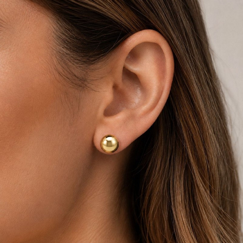 ARITOS DE ENCHAPE PARA DAMA CON DISENO DE ESFERA LISA LIZA
