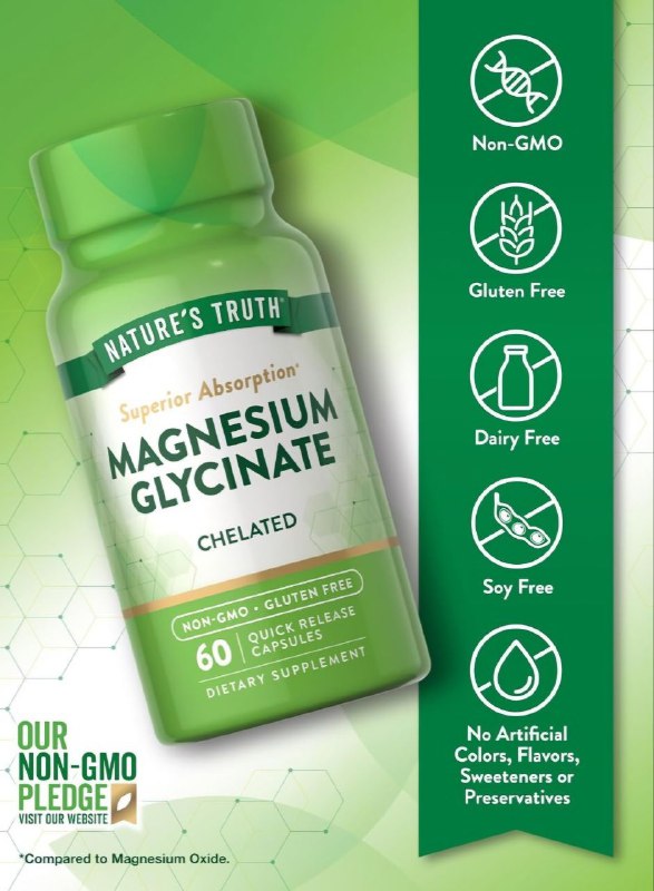 VITAMINAS EN CAPSULAS DE GLICINATO DE MAGNESIO QUELADO SIN GLUTEN SUPLEMENTOS DIETETICOS NATURE S TRUTH 60UND