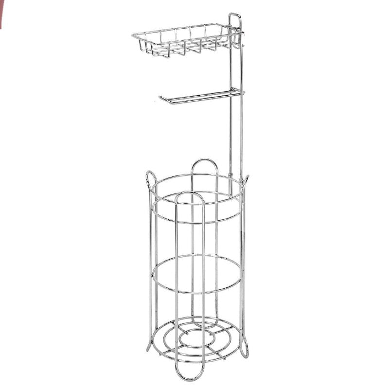 ESTANTE ORGANIZADOR PARA BAÑO DE PAPEL HIGIENICO ACABADO CROMADO, BARRA DISPENSADORA, ELEGANTE A PRUEBA DE OXIDO HLNY BY HOME LIVING