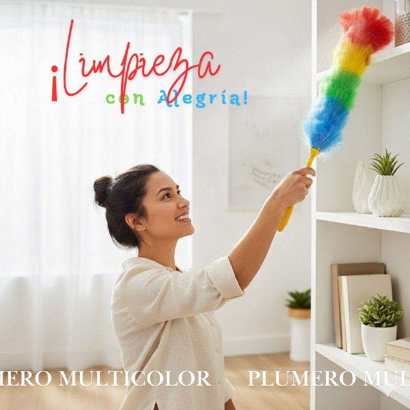PLUMERO LIMPIADOR PARA LIMPIEZA 53CM, ATRAPA Y RETIENE EL POLVO MANGO PLASTICO RESISTENTE 67CM