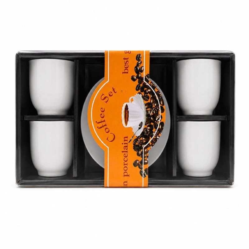 SET DE TAZAS CON PLATOS DE PORCELANA BLANCA PARA TE O CAFE DE 8PCS