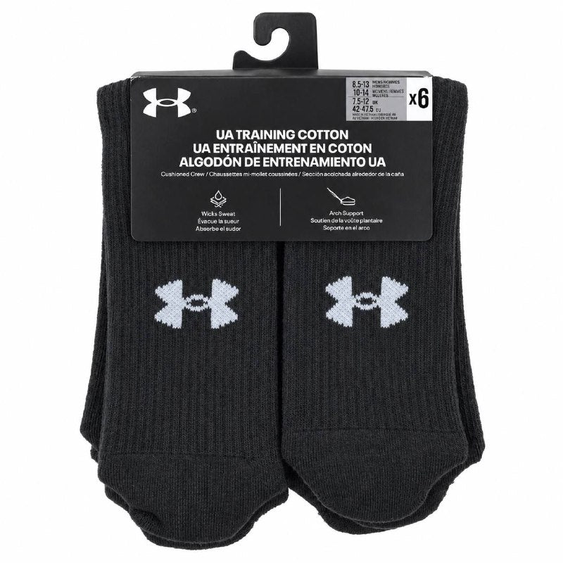 CALCETA MEDIA PANTORRILLA ACOLCHADA UNDER ARMOUR ORIGINAL UNISEX 6 PARES TALLA HOMBRE 8.5-13 TALLA MUJER 10-14