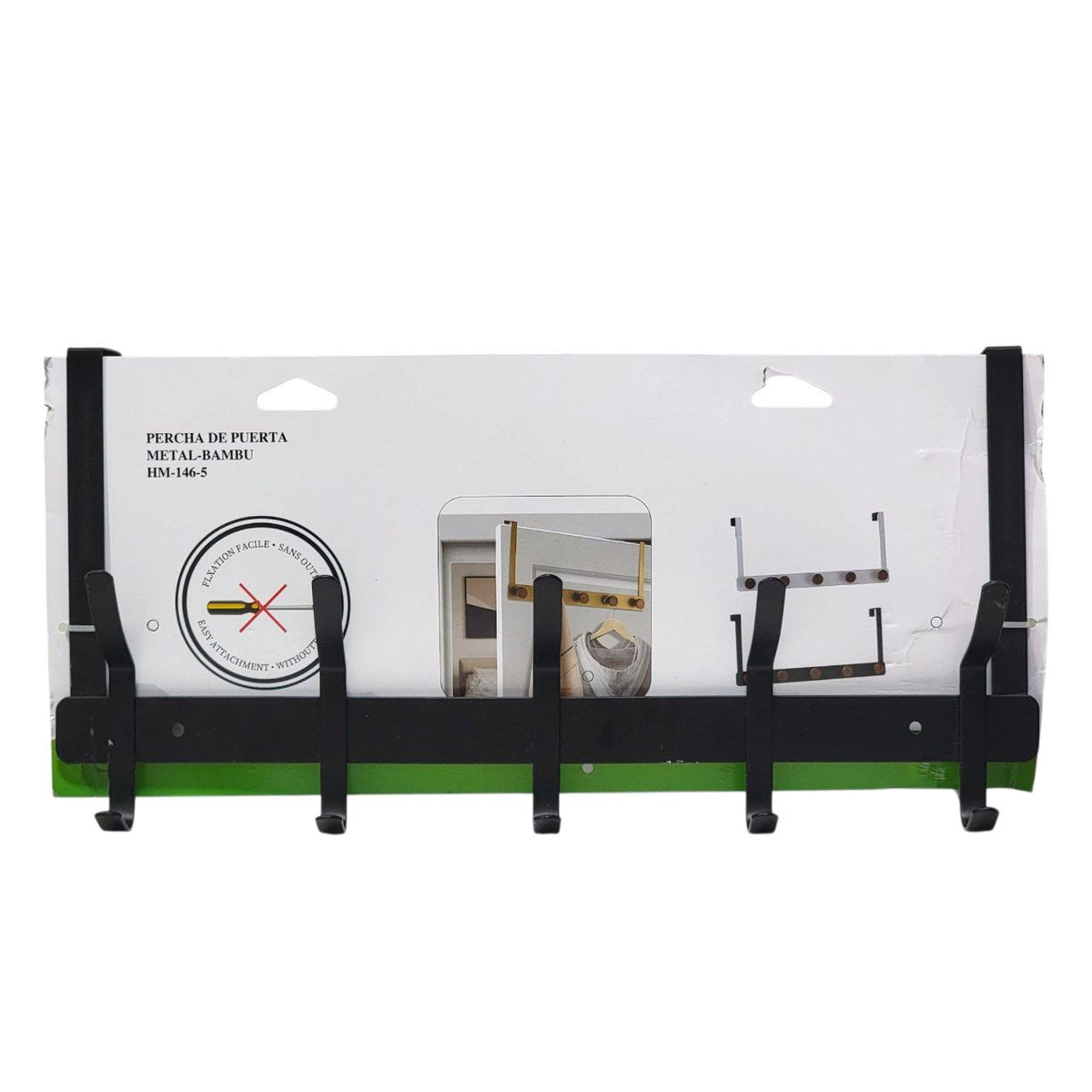 PERCHERO DE METAL PEQUEÑO DE 5 GANCHOS PARA PUERTA BENELI HOME 44X8X21CM