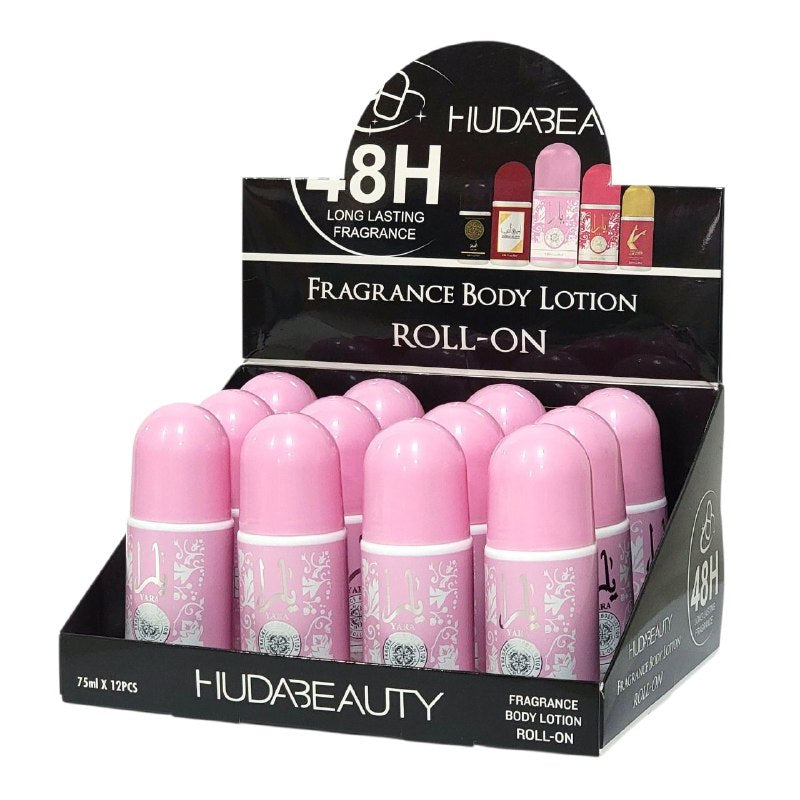 DESODORANTE PERFUMADO DE ROLL-ON YARA FRAGANCIA DE LARGA DURACION DE 48H HUDABEAUTY 75ML