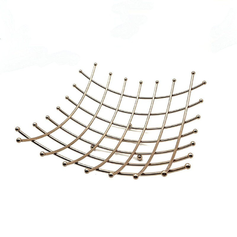 ESTANTE FRUTERO ORGANIZADOR RECTANGULAR DE METAL DORADO