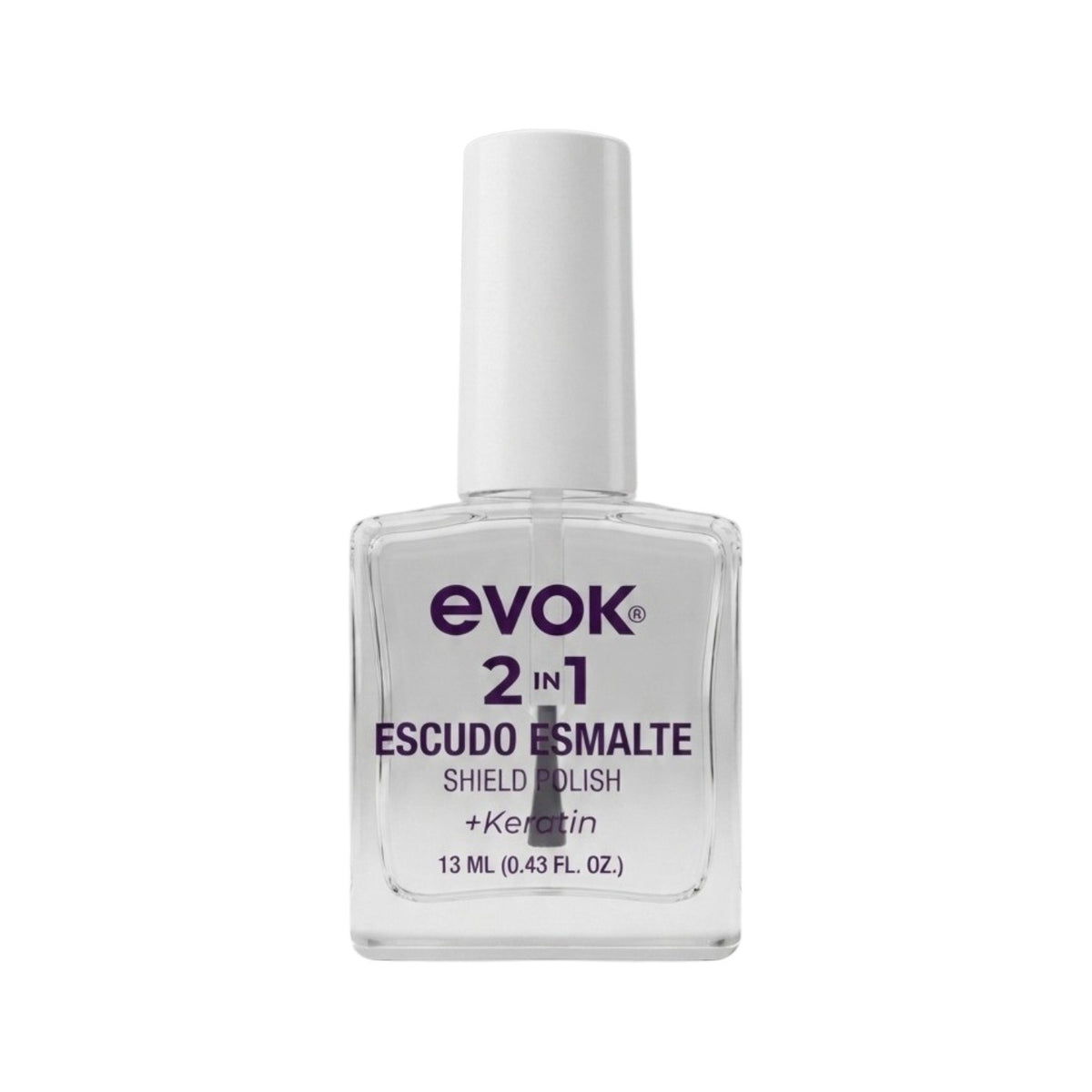 ESMALTE DE UÑAS SISTEMA INTERCONECTADO 2-EN-1 PARA PROTECCIÓN Y ADHERENCIA BASE Y BRILLO FORTALECEDOR EVOK 13 ML
