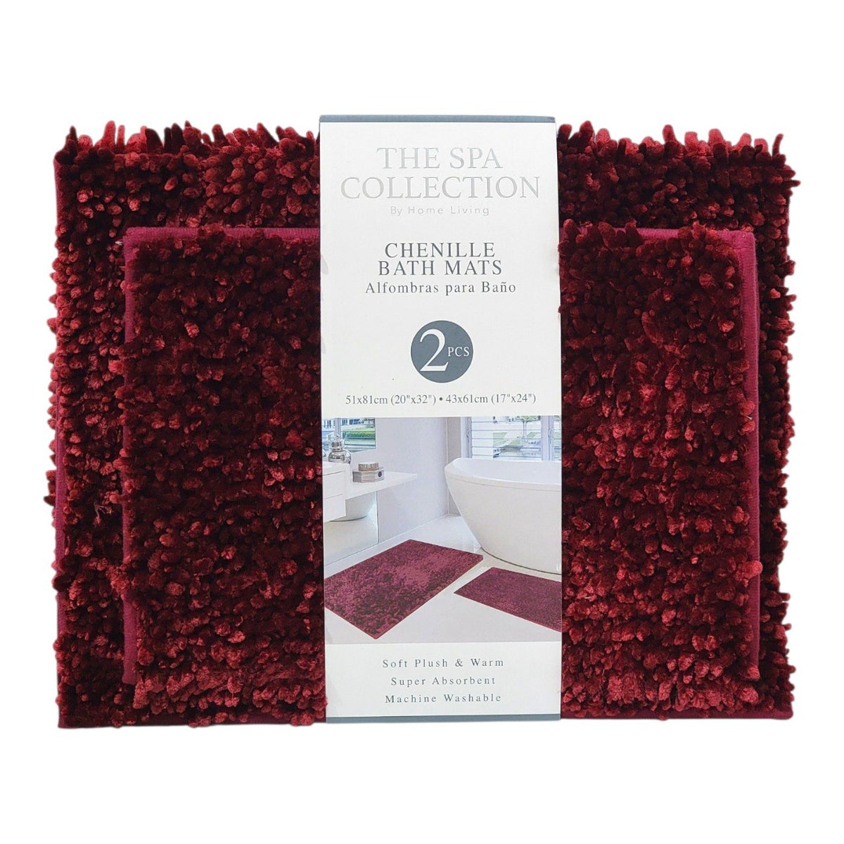 SET DE ALFOMBRAS PARA BAÑO DE CHENILLE 2PCS THE SPA COLLECTION