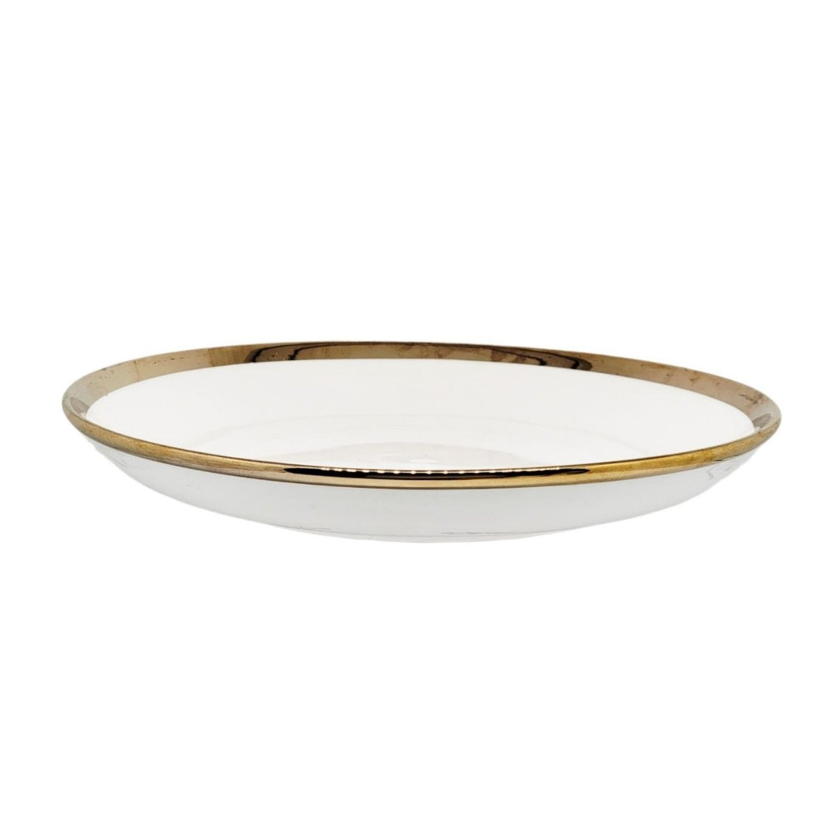 PLATO DE VIDRIO CON BORDE DORADO ESTILO JAPONES 26CM