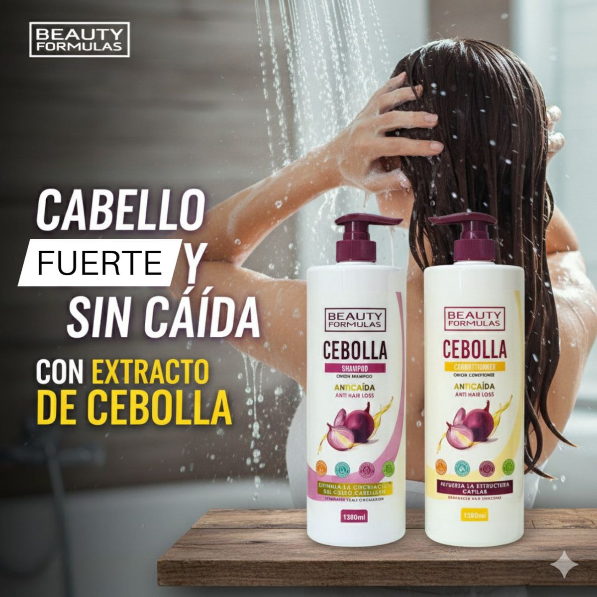 SET DE SHAMPOO Y ACONDICIONADOR CON EXTRACTO DE CEBOLLA MORADA BEAUTY FORMULAS 1380ML X 2PCS