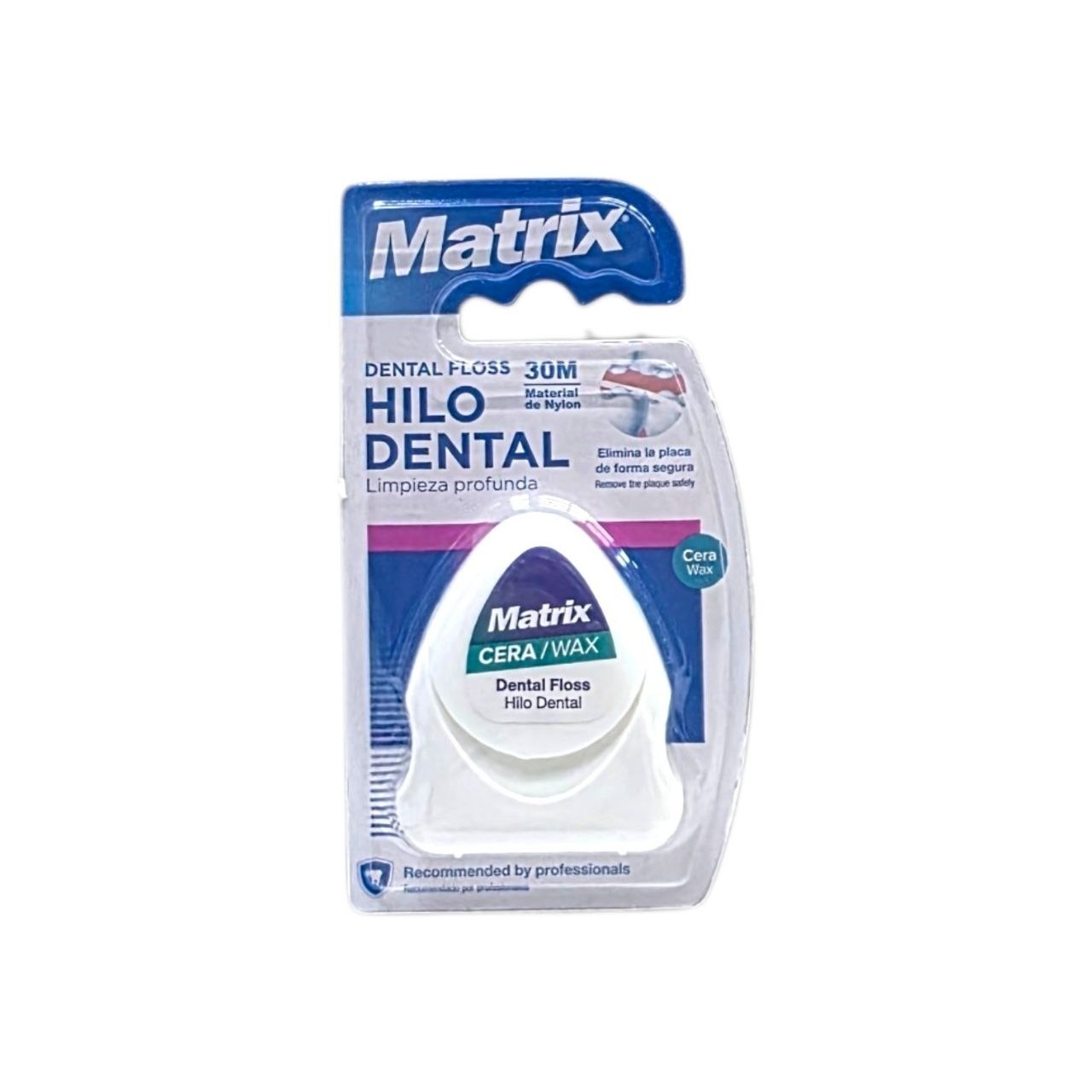 HILO DENTAL DE NILON CON CERA ANTICAIDA MATRIX 30CM