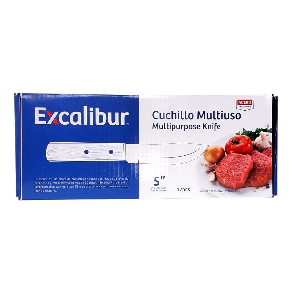 CUCHILLO DE PREPARACION DE ACERO INOXIDABLE CON DOBLE REMACHE EXCALIBUR 12CM