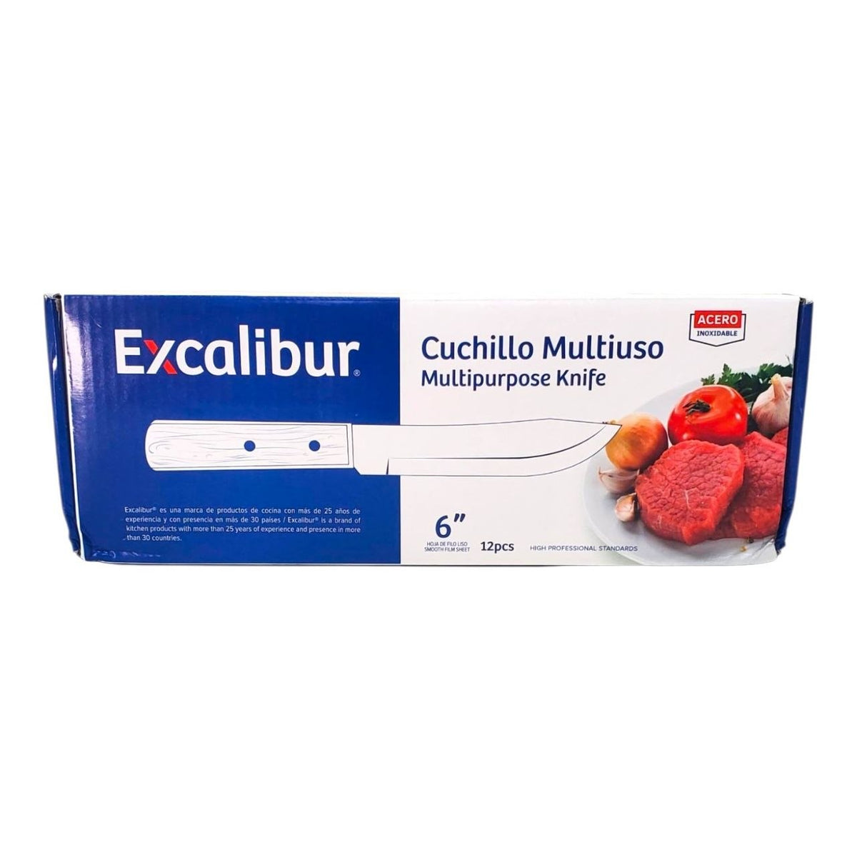 CUCHILLO DE COCINA MULTIUSO DE ACERO INOXIDABLE EXCALIBUR 15CM