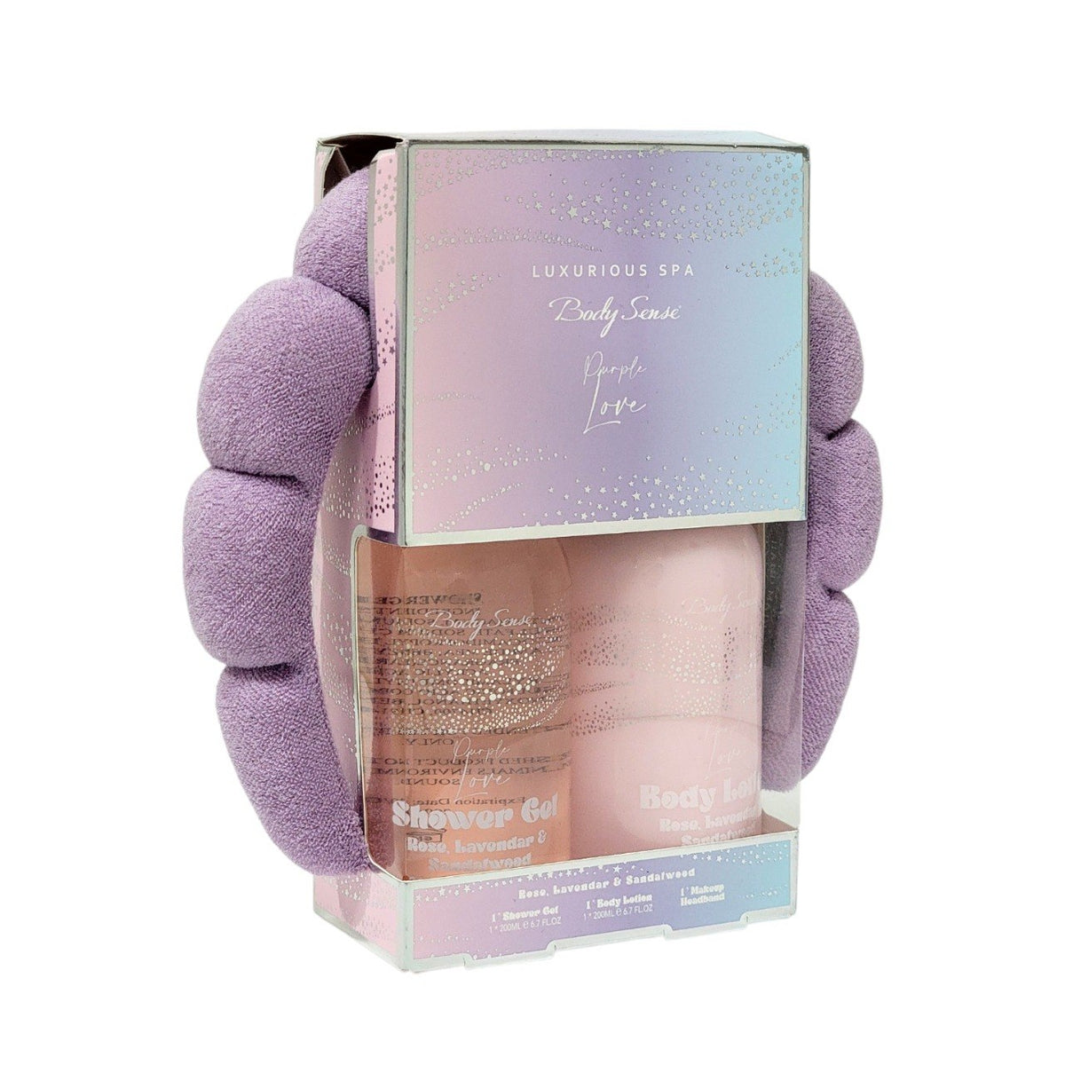 SET DE REGALO DE CUIDADO PERSONAL NUTRITIVO AROMA A ROSAS LAVANDA Y SANDALO 3PCS BODY SENSE