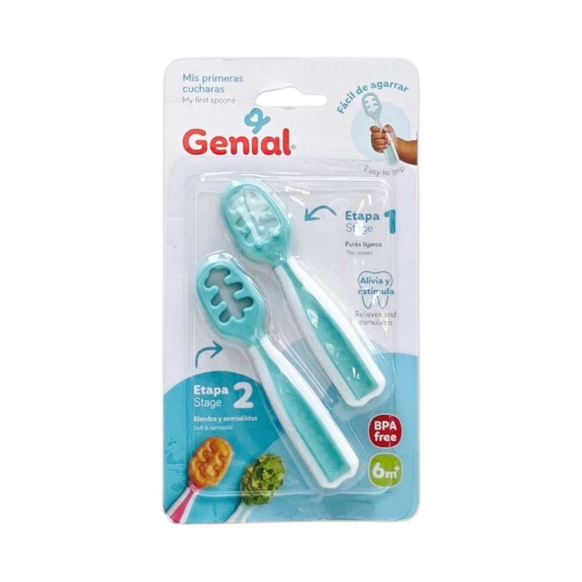 SET DE CUCHARAS DE APRENDIZAJE PARA BEBE 2UND GENIAL 10X2CM
