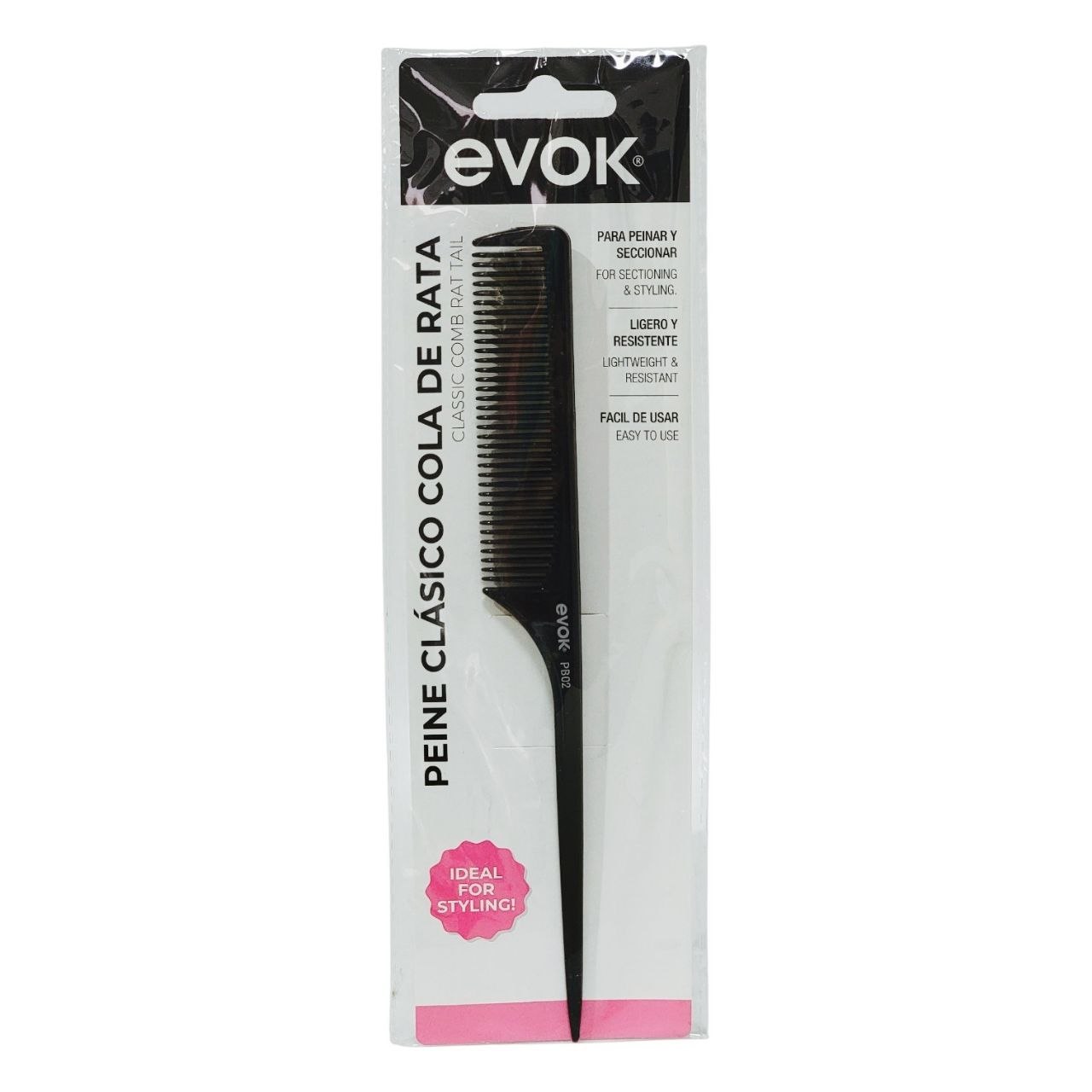 PEINE PARA EL CABELLO CLASICO COLA DE RATA PARA SECCIONAR EVOK