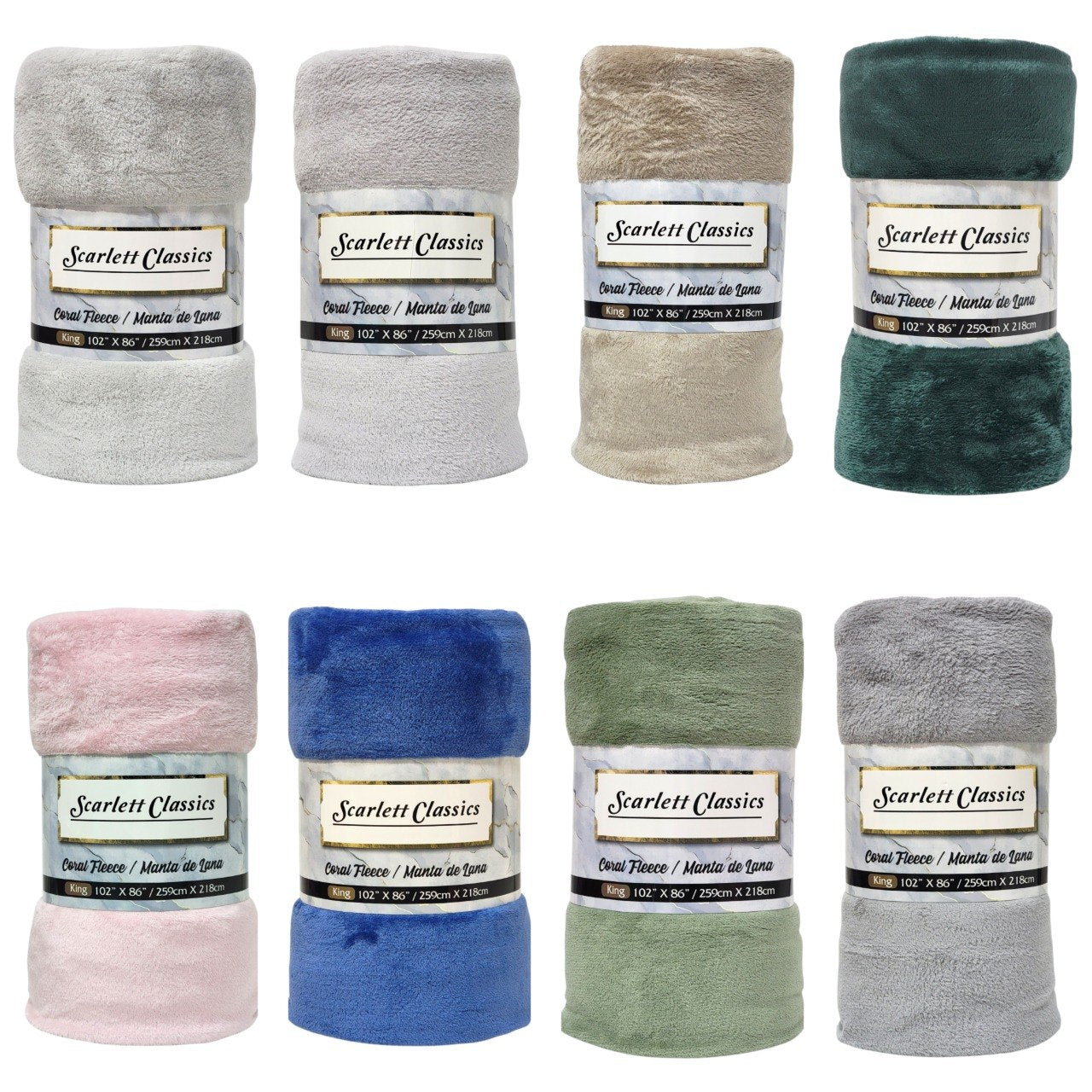 MANTA DE LANA CORAL TEXTURA SUAVE TAMAÑO KING SCARLETT CLASSICS