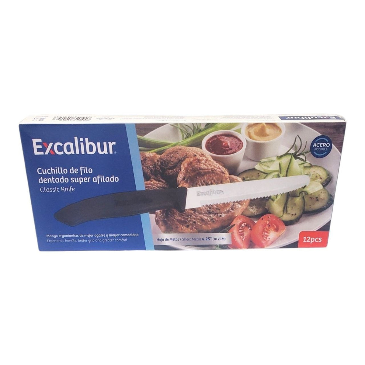 CUCHILLO SERRADO MULTIUSOS PARA CARNES Y VEGETALES EXCALIBUR 10CM
