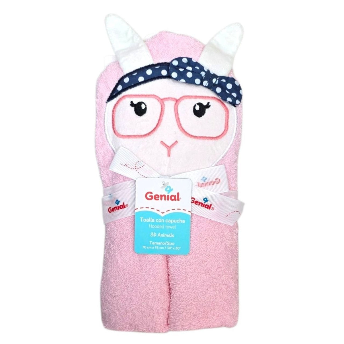 TOALLA DE BAÑO PARA BEBE CON CAPUCHA SUAVE Y ABSORBENTE GENIAL 76X76CM