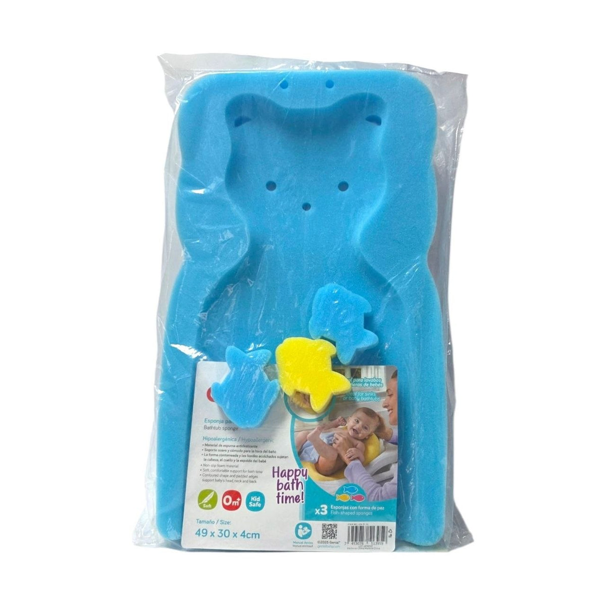 ESPONJA DE SOPORTE PARA BAÑERA DE BEBE CON ESPONJAS DE JUGUETE GENIAL 49X30x4CM