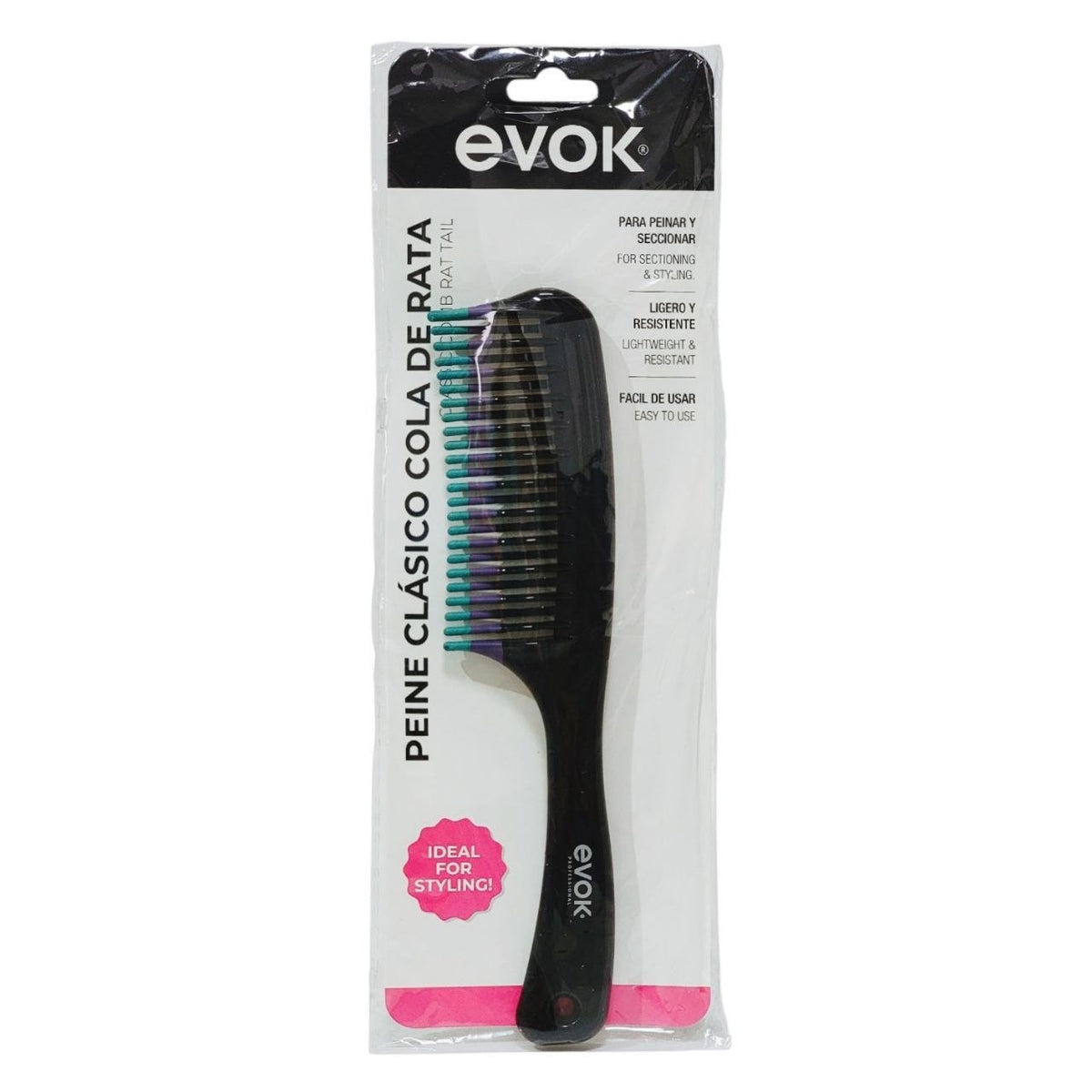 PEINE PARA EL CABELLO DESENREDANTE ANTIROTURAS DE DIENTES ANCHOS EVOK