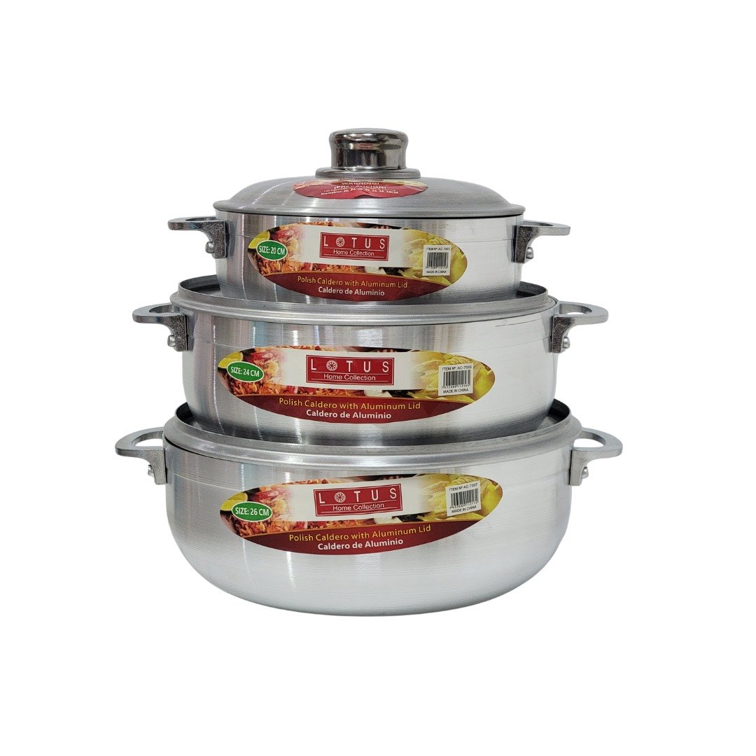 SET DE OLLAS DE ALUMINIO CON ACABADO SATINADO CON TAPAS 6PCS LOTUS