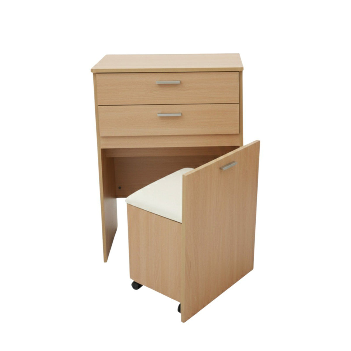 TOCADOR COMPACTO MULTIUSO CON ESPEJO ABATIBLE DE MADERA CLARA 62.5X45X15.5CM