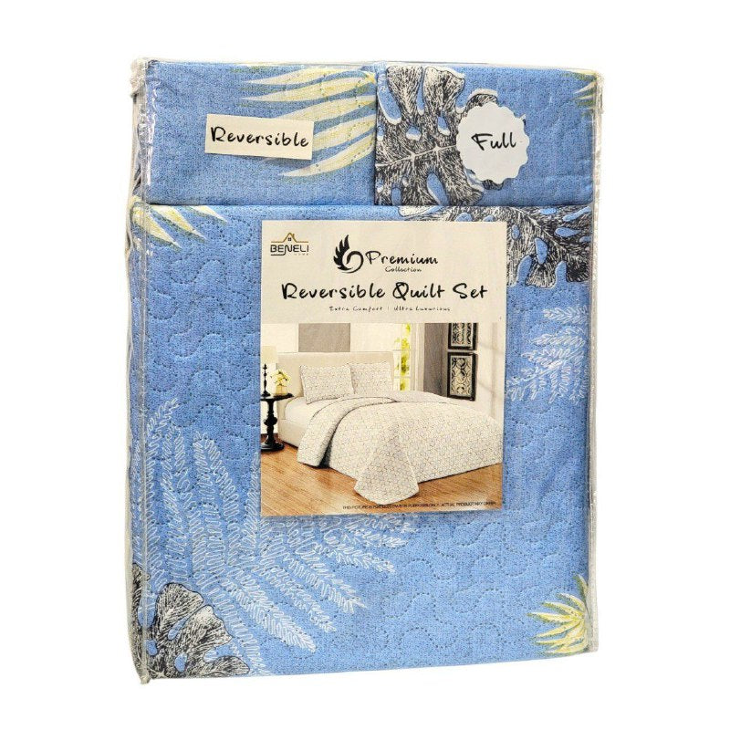 JUEGO DE EDREDON REVERSIBLE FULL MATRIMONIAL 3PCS BENELI HOME