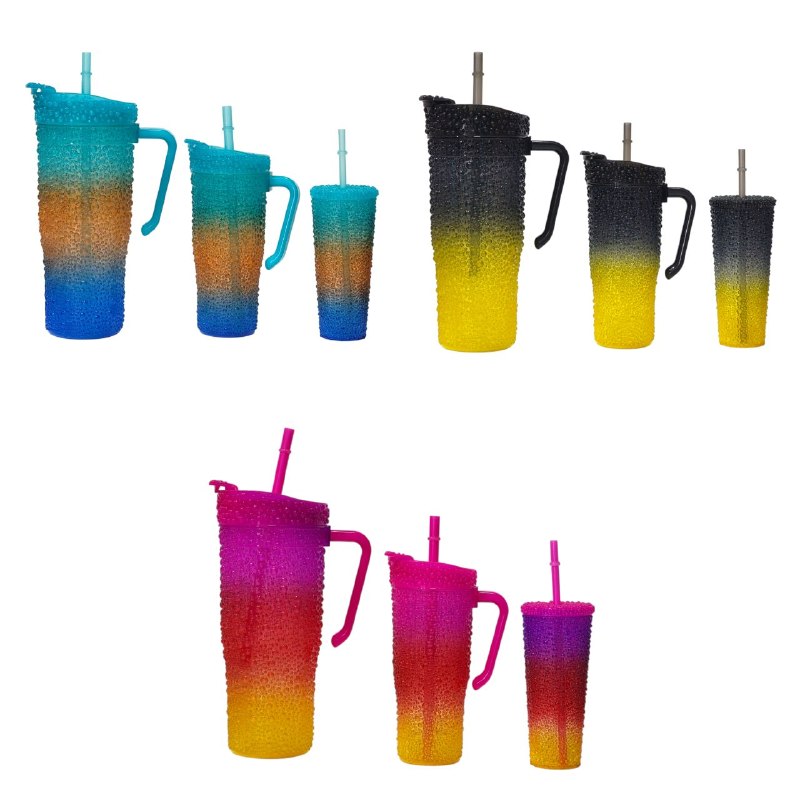 SET DE TERMOS DE PLASTICO RESISTENTES CON ACABADO BURBUJA 3PCS BENELI HOME