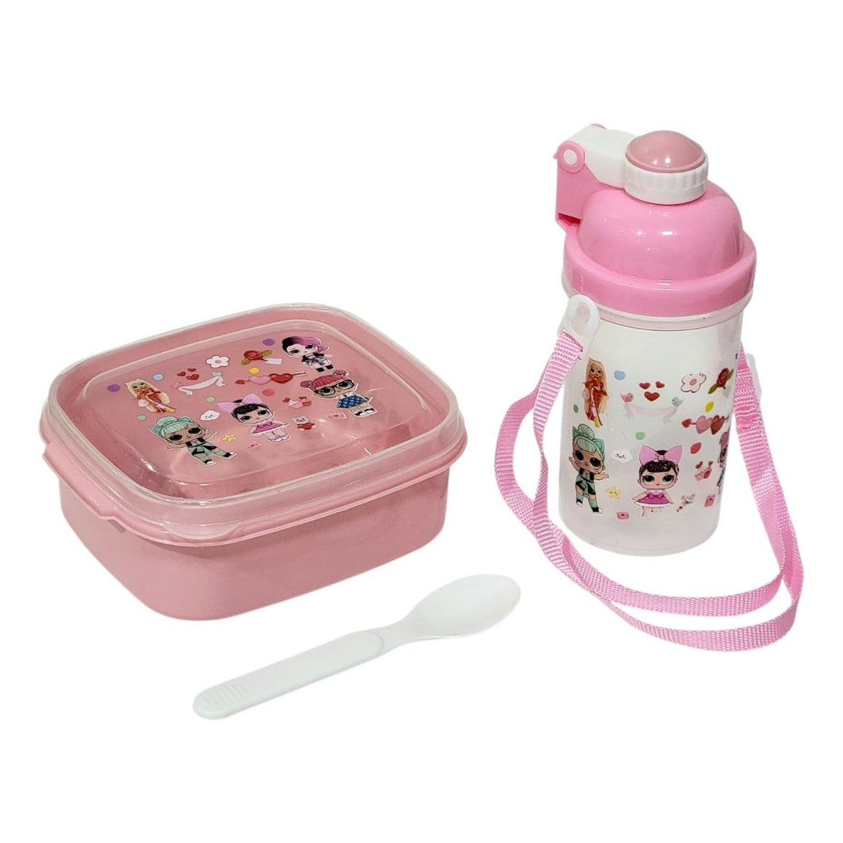 LONCHERA PANA CON VASO CON CORREA Y CUBIERTO INFANTIL BENELI HOME 6X16X13CM