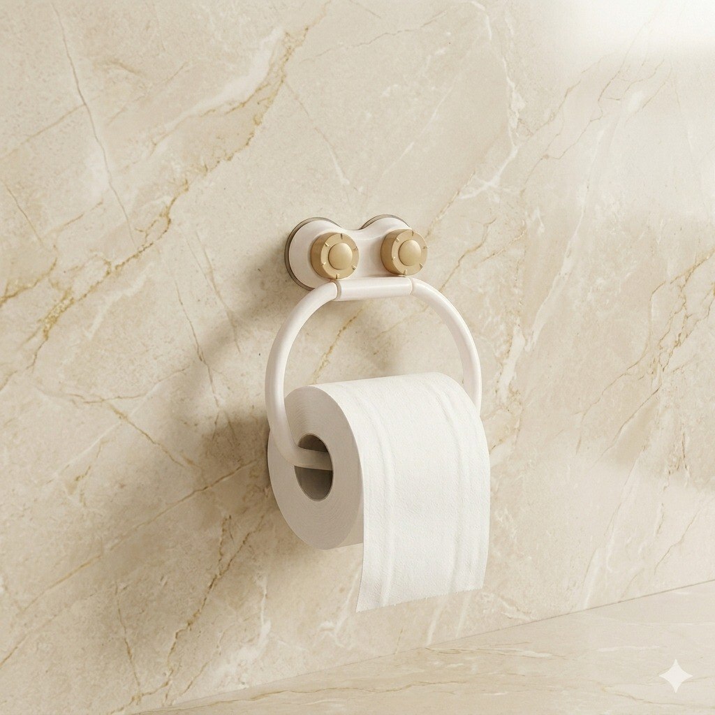 SOPORTE PORTA ROLLO DE PAPEL HIGIENICO DE SUCCION BENELI HOME 15X15CM