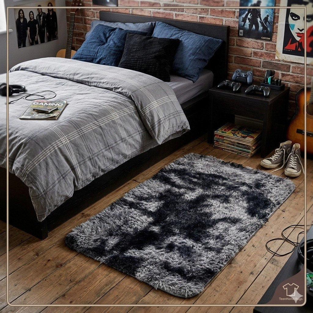 ALFOMBRA PREMIUM COLOR NEGRO Y GRIS MARMOLEADO BENELI HOME 50X80CM