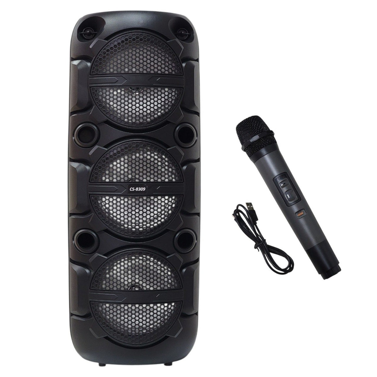 PARLANTE ALTAVOZ DE TORRE INALAMBRICO PORTATIL CON ILUMINACION RGB COMPLETO MODELO CS-8309 60CM